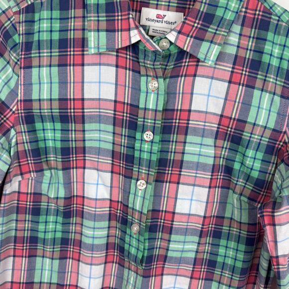 Vineyard Vines Womens Multicolor Plaid Flannel Button Down Shirt Sz 0 Preppy - Picture 2 of 11